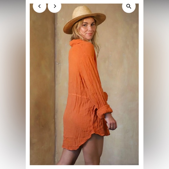 The Skypark Tunic in Tango by Jen's Pirate Booty 100% gauze cotton. Size S - Picture 8 of 10